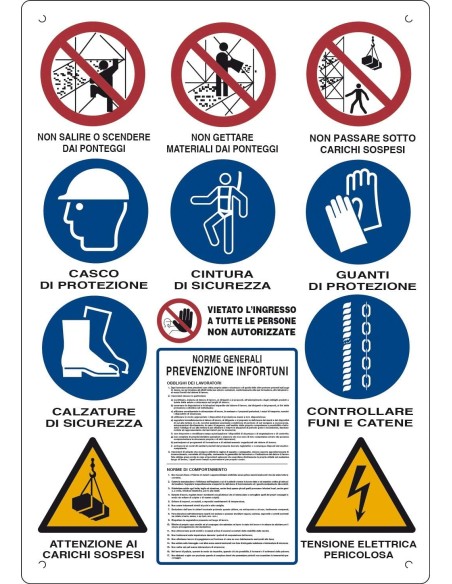 CARTELLO PER CANTIERI - 12 SIMBOLI