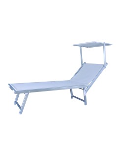 LETTINO SPIAGGIA IN ALLUMINIO CON PARASOLE BIANCO