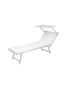 LETTINO SPIAGGIA IN ALLUMINIO CON PARASOLE BIANCO 2