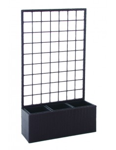 FIORIERA IN POLYRATTAN CON PANNELLO MARRONE 2