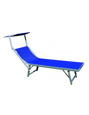 LETTINO SPIAGGIA IN ALLUMINIO CON PARASOLE BLU