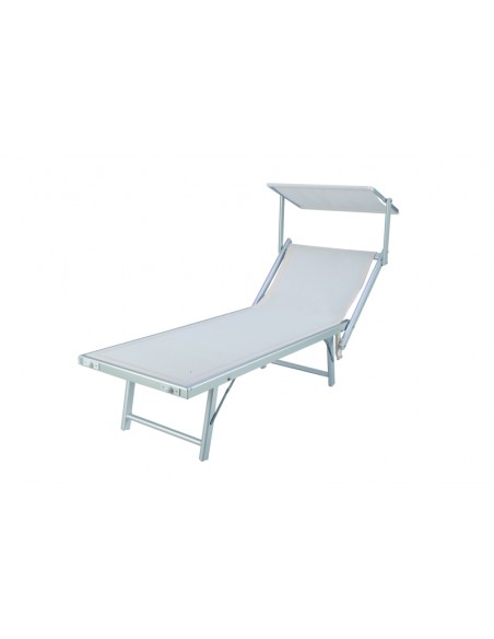 LETTINO SPIAGGIA IN ALLUMINIO CON PARASOLE BIANCO