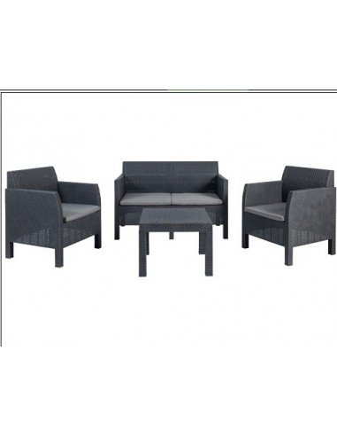 Set rattan Matilde antracite divano tavolo e...