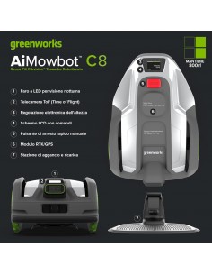 ROBOT TOSAERBA A BATTERIA GREENWORKS AIMOWBOT C8 2