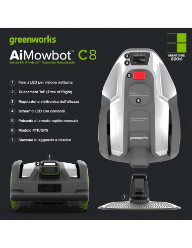 ROBOT TOSAERBA A BATTERIA GREENWORKS AIMOWBOT C8