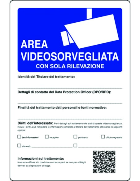 CARTELLO SEGNALETICO "AREA VIDEO SORVEGLIATA"