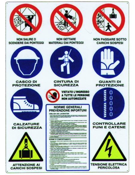 CARTELLO PER CANTIERI - 12 SIMBOLI