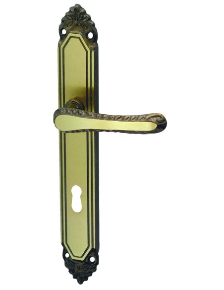 MANIGLIA IN OTTONE FUME'- MOD. EXPORT CON PLACCA