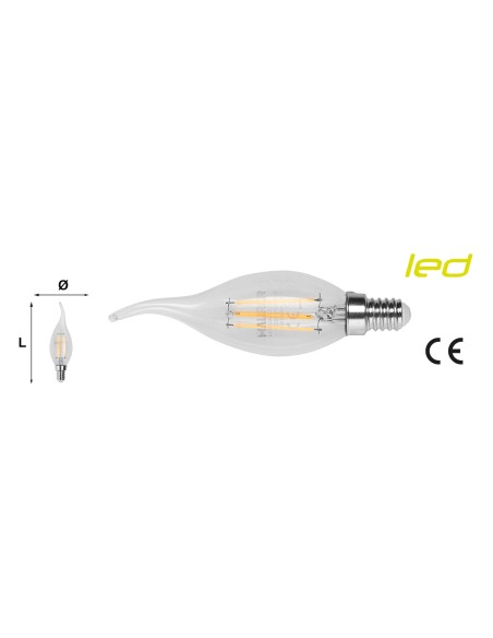 LAMPADA LED CON FILAMENTO COLPO DI VENTO TRASPARENTE