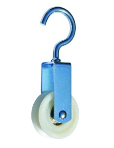 CARRUCOLA NYLON CON GANCIO E CUSCINETTO